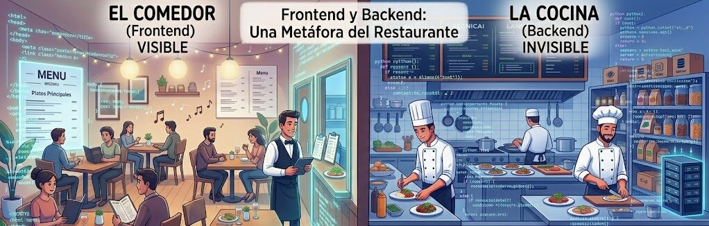 Metáfora del restaurante explicando el desarrollo Frontend como el comedor