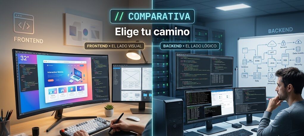 Tabla comparativa detallada entre programadores Frontend y Backend de IT